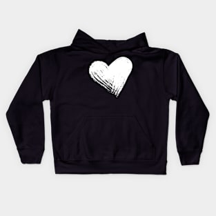 White heart, chalk drawing Kids Hoodie